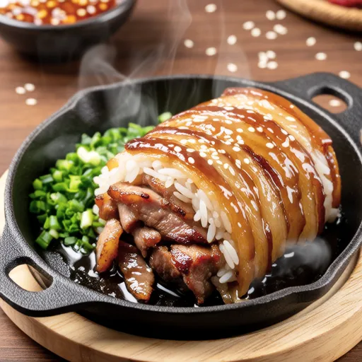 Glutinous Rice Pork Grilled with Aromatic Chive Salad