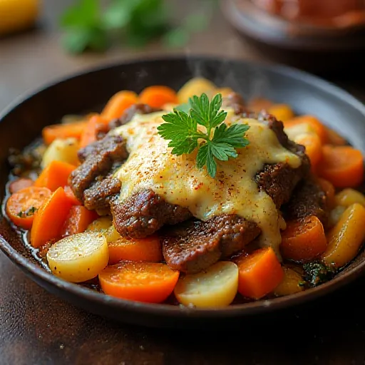 Vegetable Cheese Stir-Fried Beef