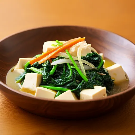 เต้าหู้และผักโขมผัดไขมันต่ำ