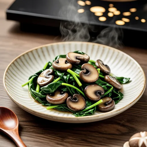 Quick Stir-fried Komatsuna and Shiitake
