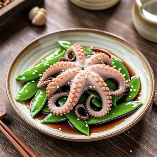 Snap Peas and Octopus with Ponzu Sauce