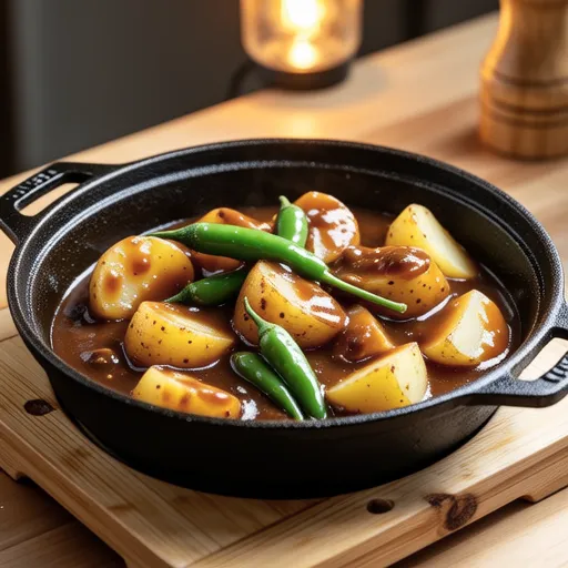 Braised Potatoes with Shishito Peppers