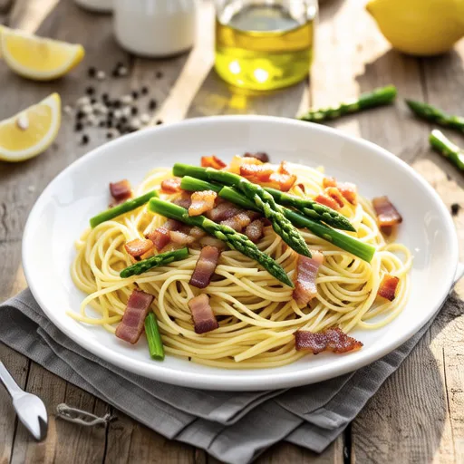 Lemon Pasta with Asparagus and Bacon