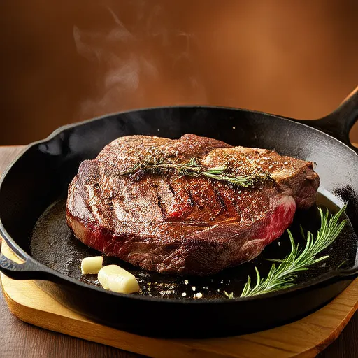 Bistecca Perfettamente Scottata in Padella di Ghisa
