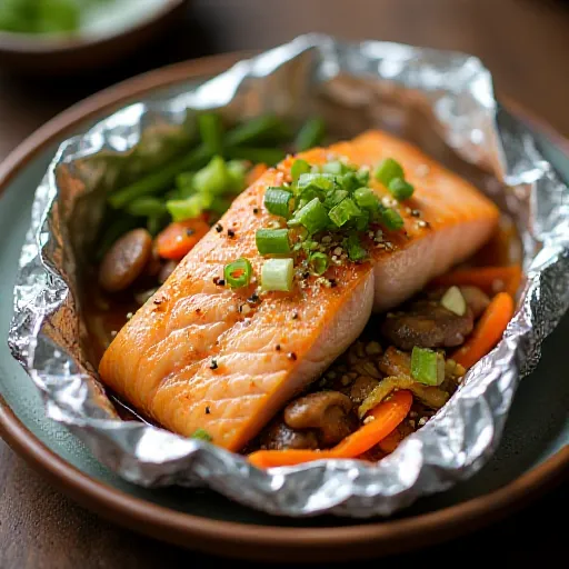 Salmon and Shimeji Mushroom Foil Steam