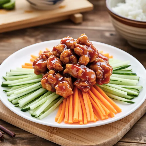 Spicy Chicken Soboro and Cucumber Salad