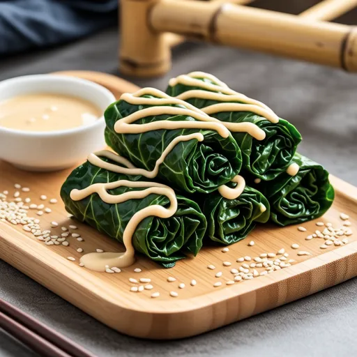 Spinach Rolls with Sesame Mayo Dressing