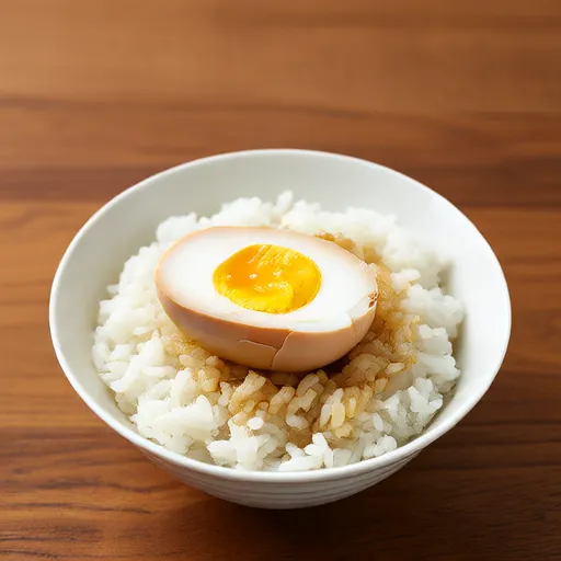 蒸米饭配溏心蛋
