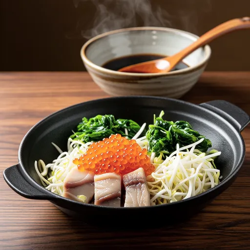 Komatsuna and Bean Sprout Stir-fry with Pollock Roe