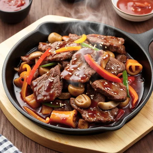 Frozen Tteokgalbi Chop Steak with Oyster Sauce and Ketchup