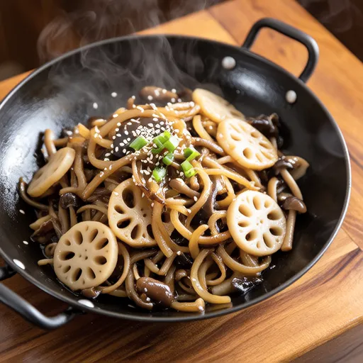 Lotus Root and Shimeji Mushroom Sesame Miso Stir-fry