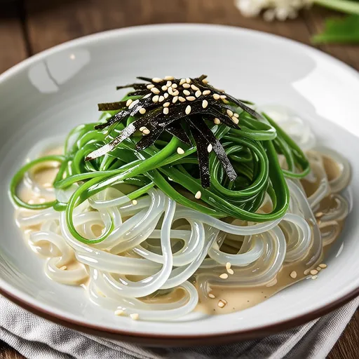 Mizuna and Glass Noodles with Salted Kombu Mayo