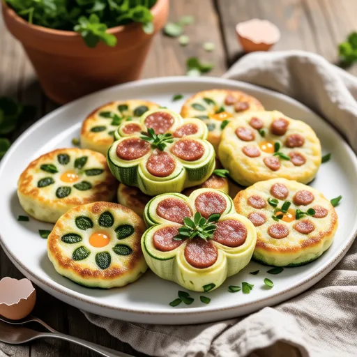 Zucchini and Sausage Flower Pancakes