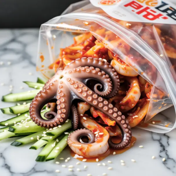 Octopus and Cucumber Kimchi Salad