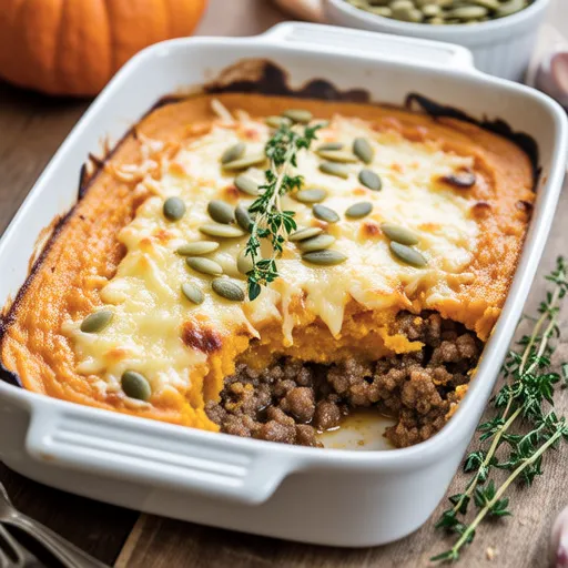 Pumpkin Mash Meat and Cheese Bake