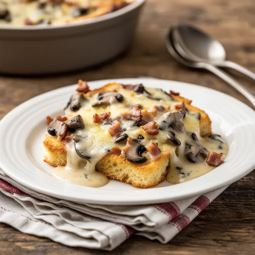 Mushroom and Garlic Bread Gratin