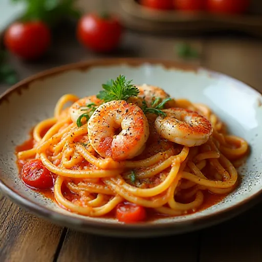 Shrimp Tomato Cheese Noodles