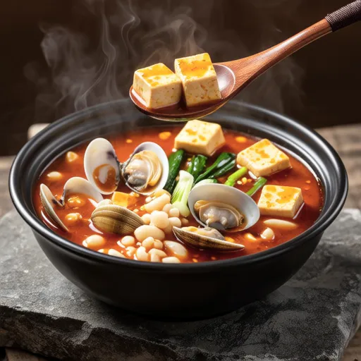 Clam and Fried Tofu Spicy Soup