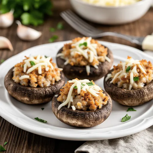 Stuffed Shiitake Mushrooms with Garlic Breadcrumbs