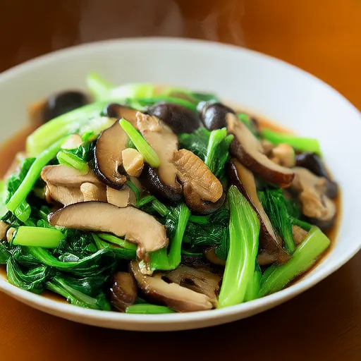 チンゲン菜ときのこの鴨肉炒め