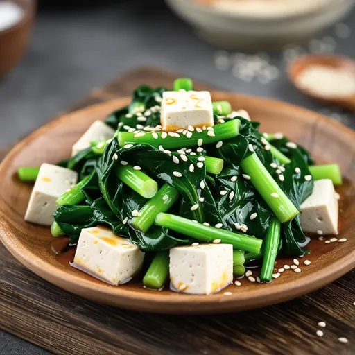 Young Radish Greens with Tofu