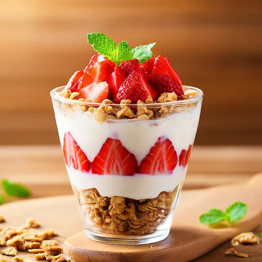 Parfait de yogur con fresas