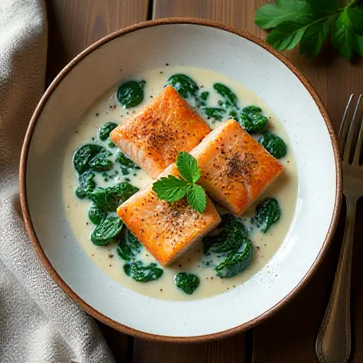Salmon and Spinach Cream Stew