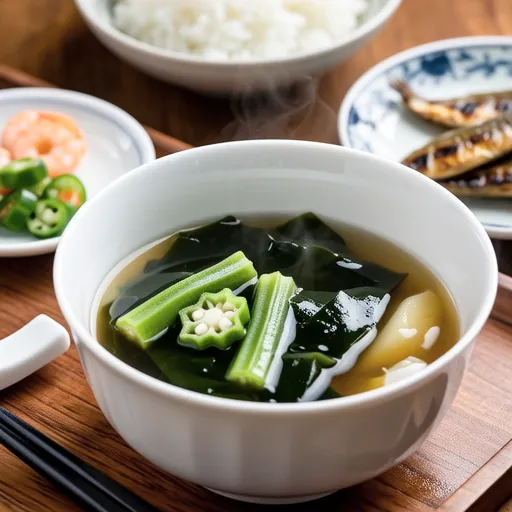 Okra and Wakame Clear Soup