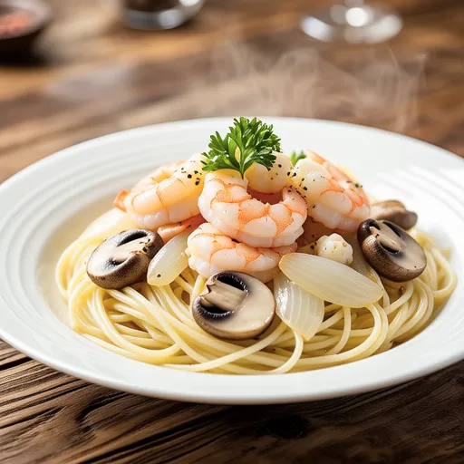 Shrimp and Enoki Cream Pasta