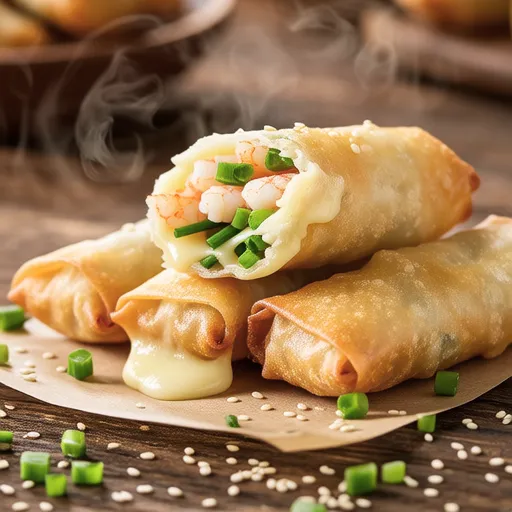 Shrimp and Snap Pea Cheese Spring Rolls