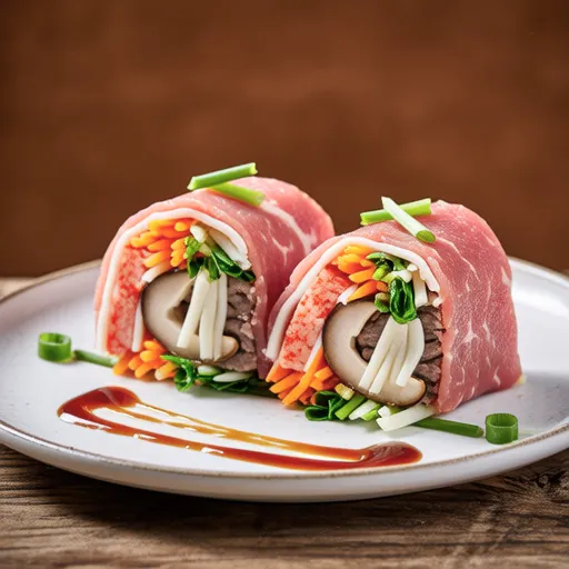 Three-Color Mushroom Beef Rolls