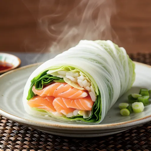 Salmon and Cabbage Steamed Wrap
