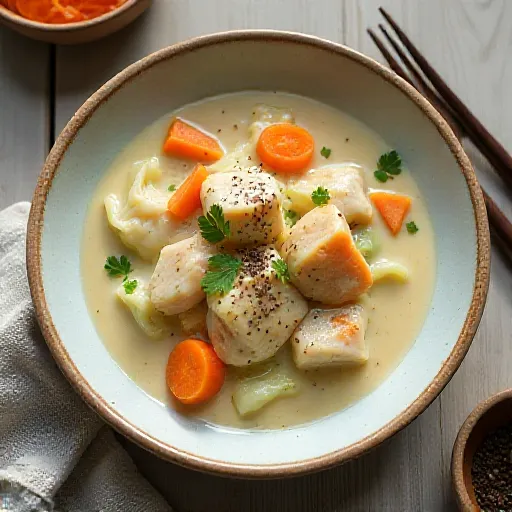 Cabbage and Chicken Soy Milk Cream Stew