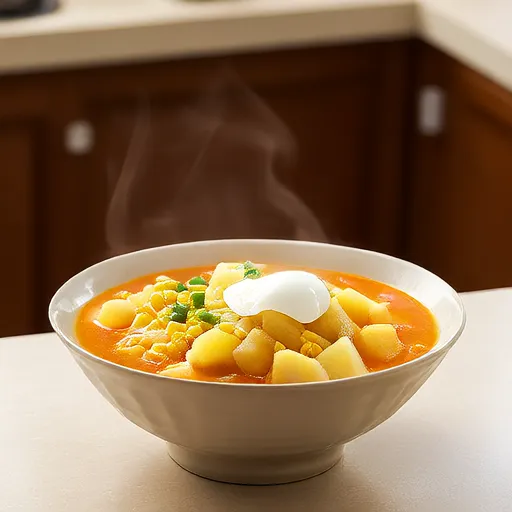 Soupe de légumes avec garniture d'œuf