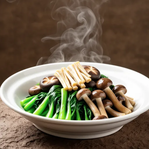 Komatsuna and Maitake Microwave Simmered Side Dish