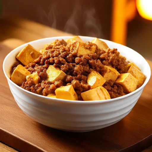 Gedämpftes Tofu mit Hackfleisch und Ei