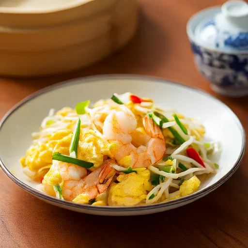 Stir-fried Bean Sprouts, Shrimp, and Egg