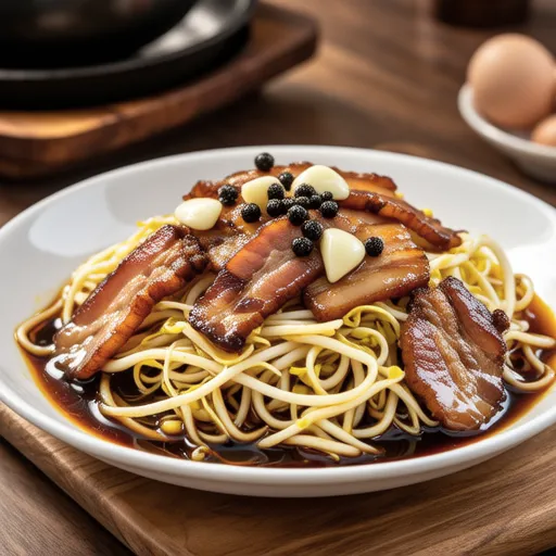 Stir-fried Pork, Bean Sprouts, and Egg with Black Pepper