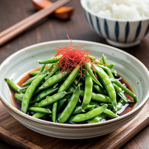 Red Shiso Tossed Pea Shoots and Bean Sprouts