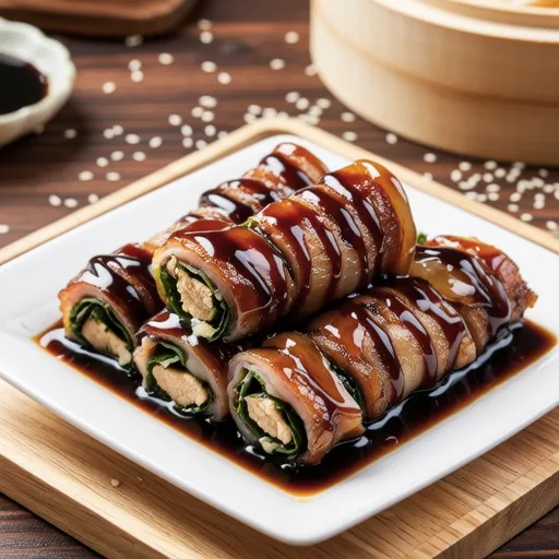 Pork Wrapped Wakame with Plum Sauce