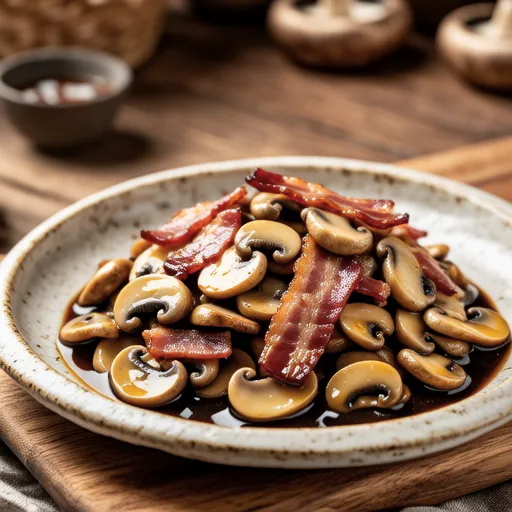 Stir-fried King Oyster Mushrooms and Bacon with Oyster Sauce