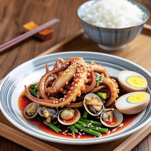Stir-fried Squid and Leek with Oyster Mayo Sauce