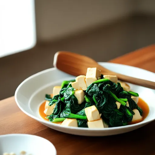 Stir-fried Tofu and Spinach