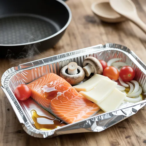 Salmon and Camembert Cheese Foil Steamed