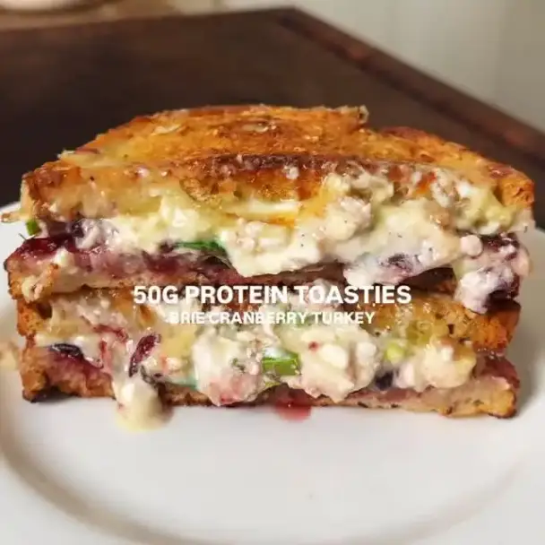 高タンパク質ブリークランベリーチーズターキーホットサンド