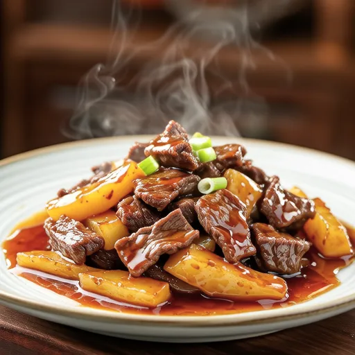 Sweet and Spicy Stir-fried Beef and Yam