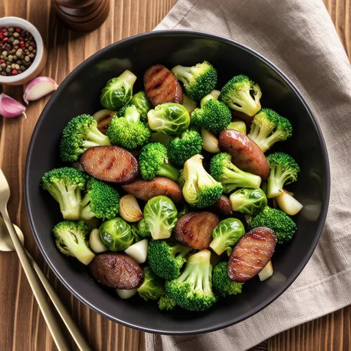 Mini Brussels Sprouts and Sausage Stir-fry