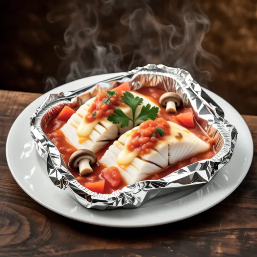 Cod with Tomato Cheese Foil Bake