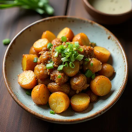 Potato and Maitake Mushroom Stir-fry with Ponzu Mayo