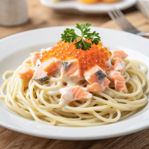 Salmon and Ikura Cream Pasta